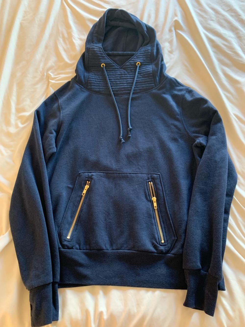 Women's Navy Pullover Hoodie Sweater with Zip Pockets
